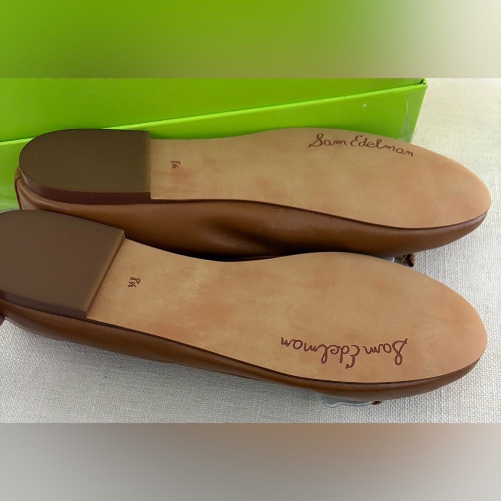 Sam Edelman Tan Camel Leather Felicia Luxe Flats Size 8.5 New in Box - Picture 3 of 8